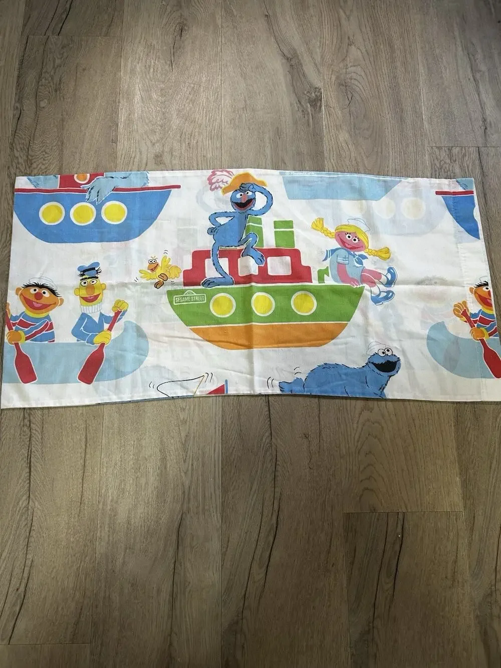 Sesame Street Kids Pillowcase Cookie Monster Ernie Bert Grover Boats 36x16